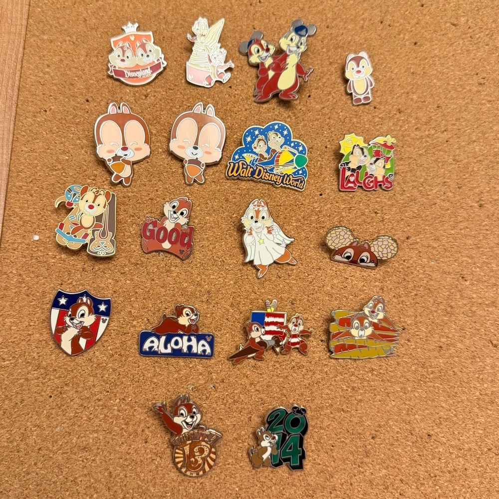 Authentic Disney Chipmunks Chip 'n' Dale Set of 18 Pins